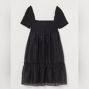 H&M Smocked A-line Black Baby Doll Dress